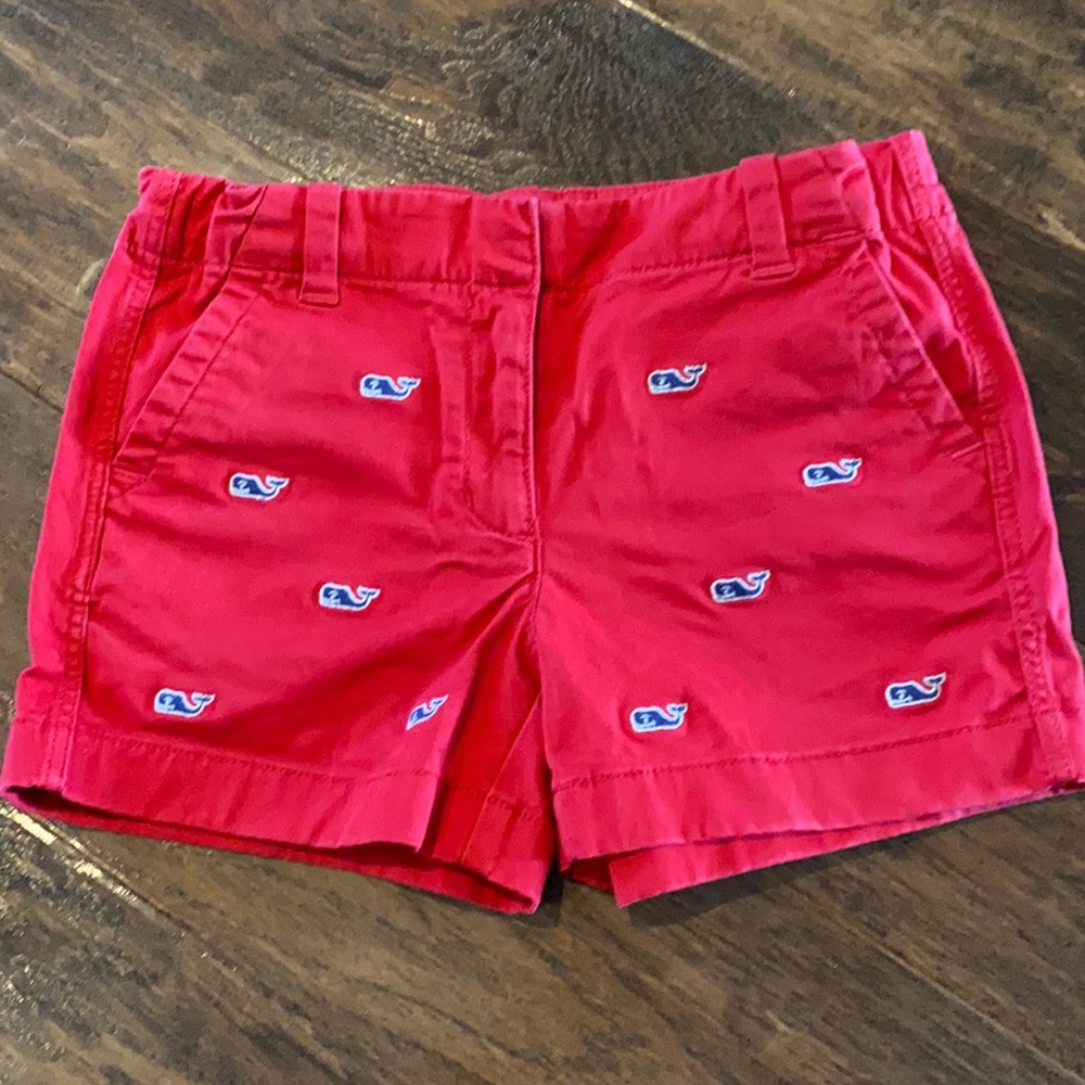 Vineyard vines girls red whale everyday shorts 7.